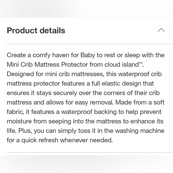 Clould Island Waterproof Fitted Mini Crib Mattress Pad Cover - White - Picture 5 of 8